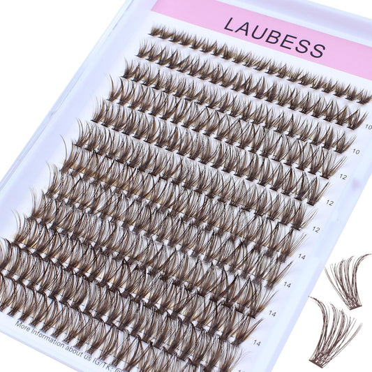 Colored Lash Clusters LAUBESS Dark Brown Colored Eyelash Clusters Wispy Colored Lash Extensions Colorful Lash Clusters Individual Lashes (Brown 40D-0.07D-Mix8-16)