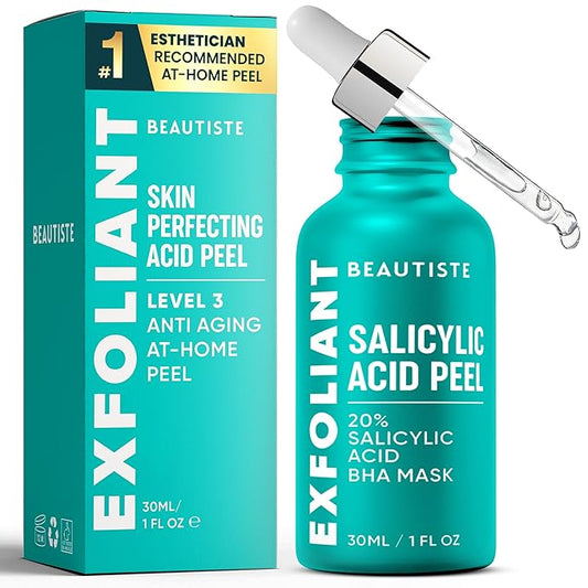 30 DAY MIRACLE BHA 20% Peeling Solution - Clinical Strength BHA Liquid Exfoliant for Clogged Pores, Wrinkles & Blackhead Remover - Salicylic Acid Serum & Chemical Exfoliant for Face Peel 1oz