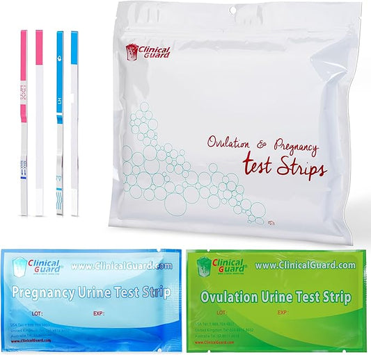 Clinical Guard 110 Pregnancy Tests Strips and 40 Ovulation Test Strips Fertility Kit and Early Detection OPK LH HCG Combo Pack