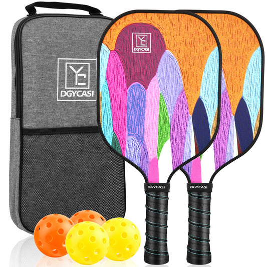Pickleball Paddles Set of 2, 2024 USAPA Approved, Carbon Fiber Surface (CHS), Polypropylene Honeycomb Core, Anti-Slip Sweat-Absorbing Grip, 4 Pickleball, Portable Carry Bag (Color)