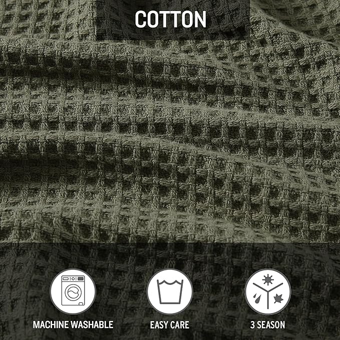 Eddie Bauer Blanket Soft Waffle Weave Bedding, Medium Weight Bedroom Decor, Softens Every Wash, Queen, Green