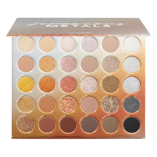 ColourPop Eyeshadow Palette - Eye Makeup Palette with Matte, Metallic, Matte Sparkle & Glitter Finishes - High-Pigment Eye Makeup with a Long-Wearing Formula - Precious Metals (1.16 oz)