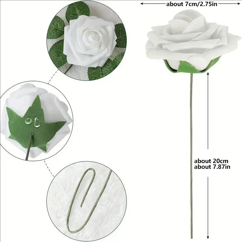 High-Grade White PE Rose Heads