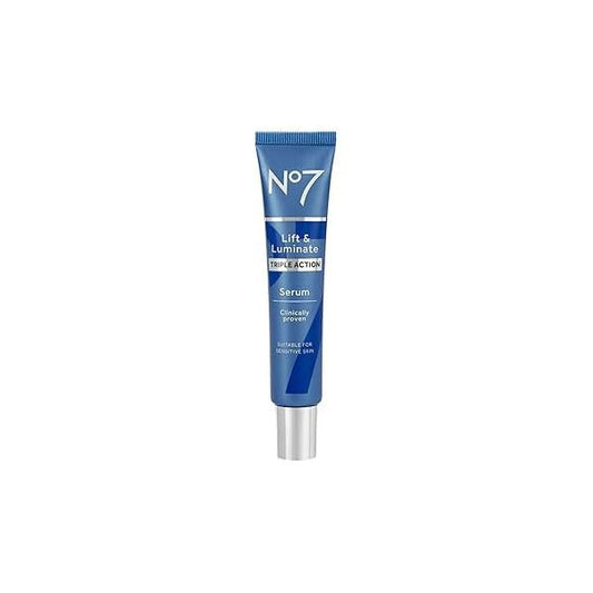 No7 Lift & Luminate Triple Action Face Serum - Collagen Peptide Anti-Wrinkle + Brightening Emblica Vitamin C Pro Retinol Skin Firming Hyaluronic Acid Hibiscus (50ml)