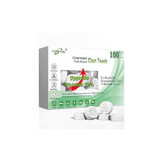 Compressed Disposable Face Towel Kit, Thicken Facial Cleansing Cloths Towelettes,Compact Portable Wash Cotton Wipes Tablets Coin Tissues for Beauty Salon Personal Care Travel(100 PCS White)