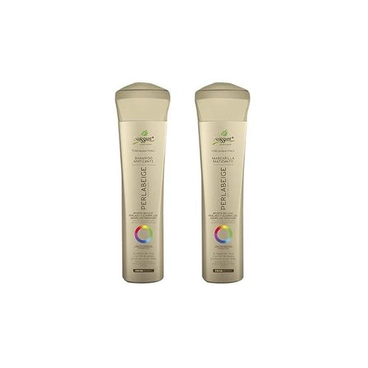 Naissant Set No Yellow Shampoo, Treatment Mask. Color Care,Hair Intensifier and Damage Repair. Without Salt Parabens for Blonde Hair (Perla Beige)