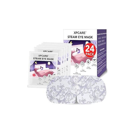 XPCARE 24 Pack Steam Eye Masks for Dry Eyes, Self Heated Warm Mask, Disposable Mask Dark Circles, Puffy Relief Stress Fatigue (Unscented)