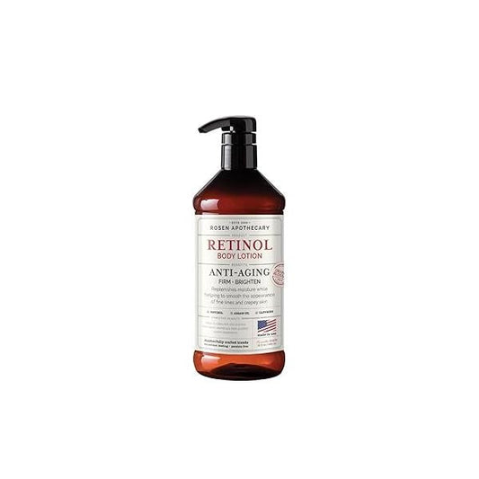 Rosen Apothecary Anti-Aging Retinol Body Lotion, Caffeine Firms Skin, Boosts Collagen, Restores Youthful Glow, 480ml