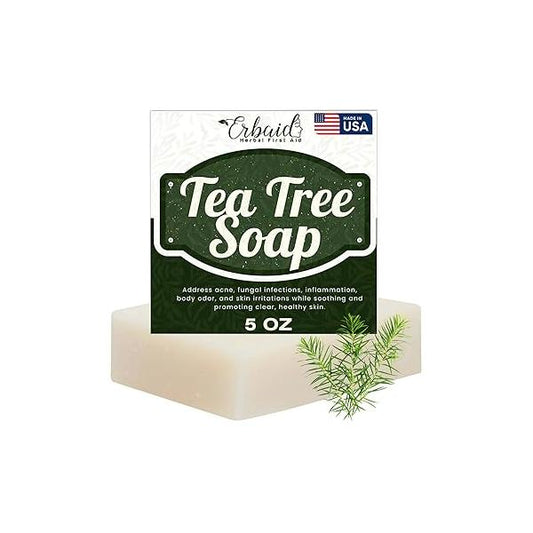 Tea Tree Soap - Natural Defense Oil Wash Bar for Face & Body Remedy Fights Acne, Skin Irritation, and Prevents Breakouts Deeply Cleansing, Hydrating Cleanser Calm, Fresh